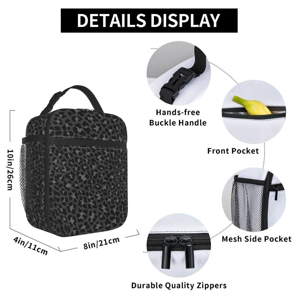 Zwarte Panter Huidpatroon Geïsoleerde Lunchtas voor Kinderen School Koeltas Thermische Voedseldoos Tote Draagbare Lunchboxen Container