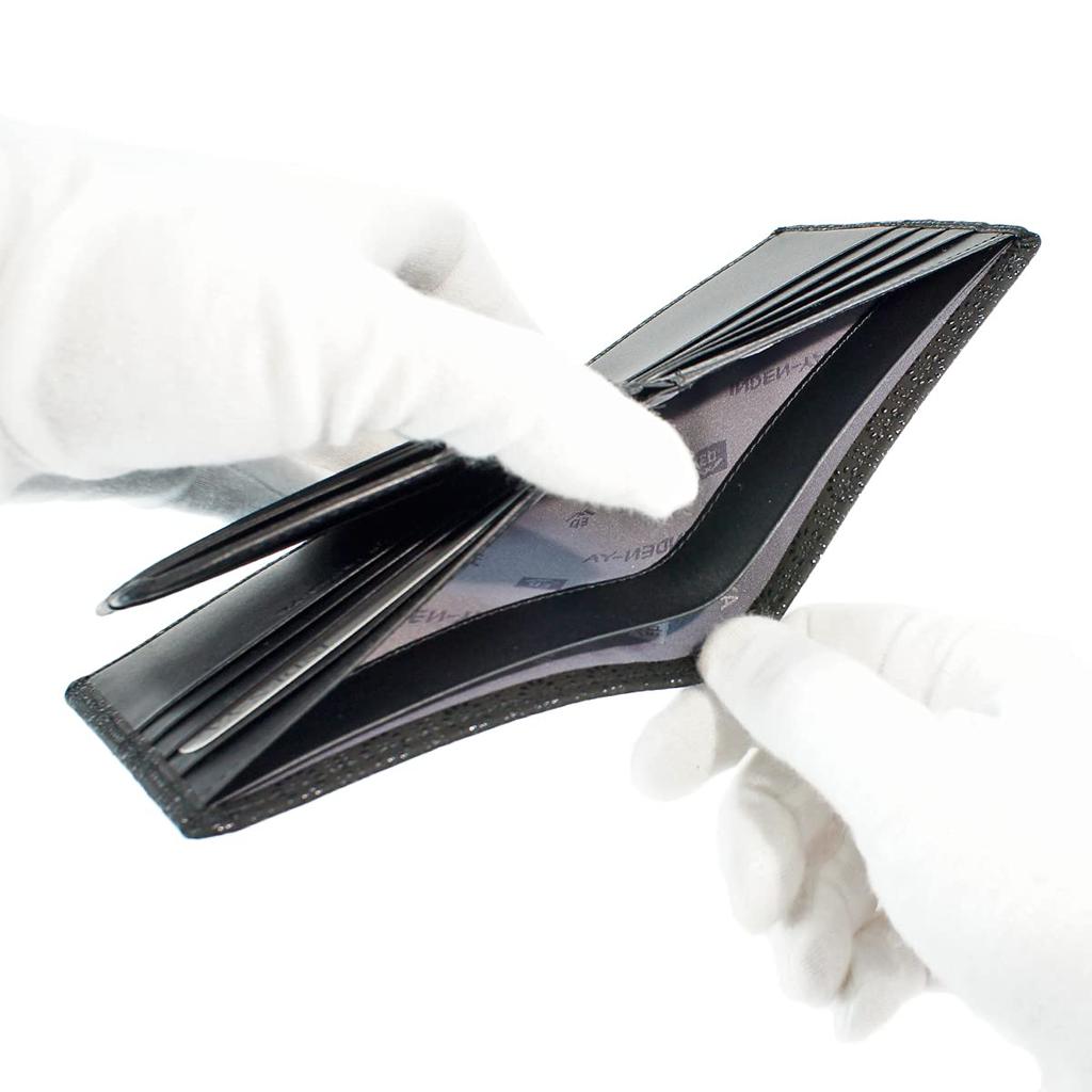 Inden bill compartment no coin black background x black tortoiseshell pattern [Indenya] bi-fold wallet, F, purse, deerskin, lacquer, 2009-01-003