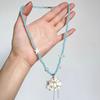 Midsummer Hot Beach, Seaside Vacation Wind Light Blue Beaded Necklace Women's Summer Niche High-end Clavicle Chain