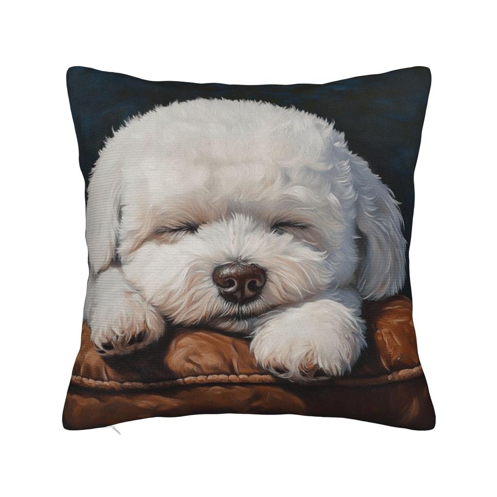 Cute Bichon Frise Pillow Cover Comfy Cushion Cover Funny Pillow Case For Sofa Home Decor