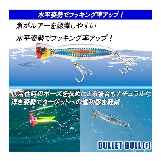 DUEL HARDCORE Offshore Lure Popper Hardcore Bullet Bull (F) 100mm/130mm/160mm Blue Fish