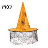 Halloween Witch Hat Wizard Hat, Adult Kids Cosplay Cone with Spider Leather Web Star Decor, Gothic Party Costume Prop, Trick or Treat Accessory