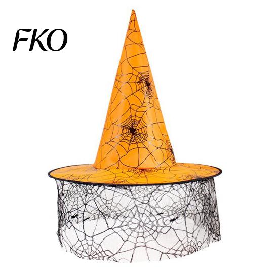 Halloween Witch Hat Wizard Hat, Adult Kids Cosplay Cone with Spider Leather Web Star Decor, Gothic Party Costume Prop, Trick or Treat Accessory