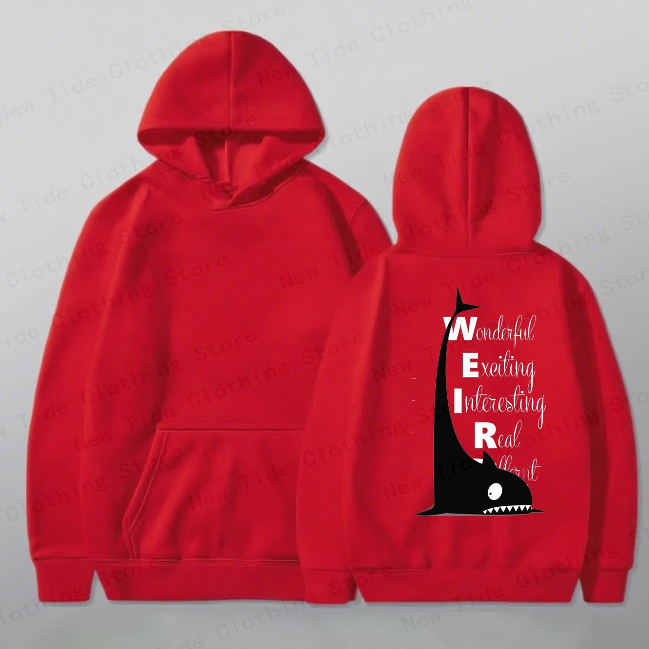 

Men s Cotton Hoodie For Autumn Winter With WEIR Acronym & Cute Shark Graphic, Perfect For Trendy Cold - Weather Style 3XL