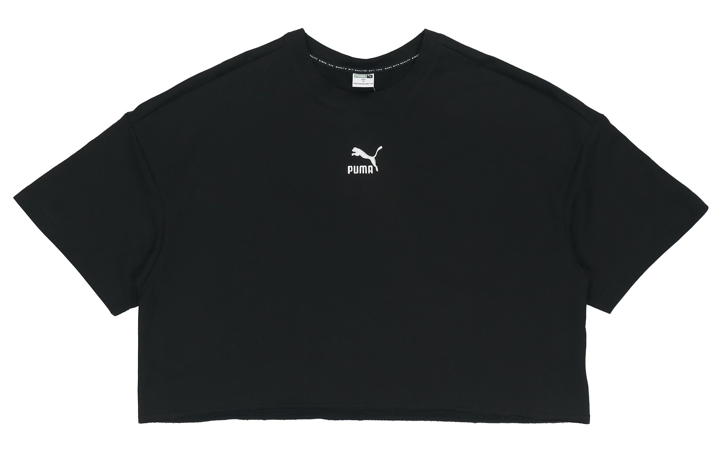 PUMA CLASSICS Crop Tops Women s Black Crew Neck Moderate 532639-01 L