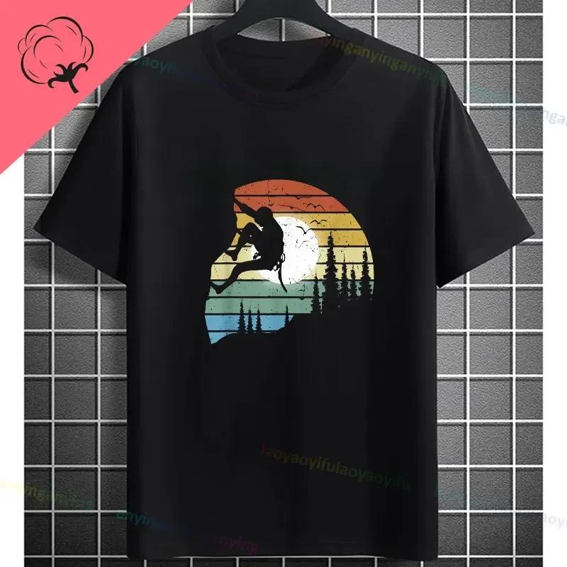 Rock Climbing Climber Bouldering Graphic Design Tshirt Pure Cotton Casual Shortsleev Outdoor Clothing Unisex Clothse