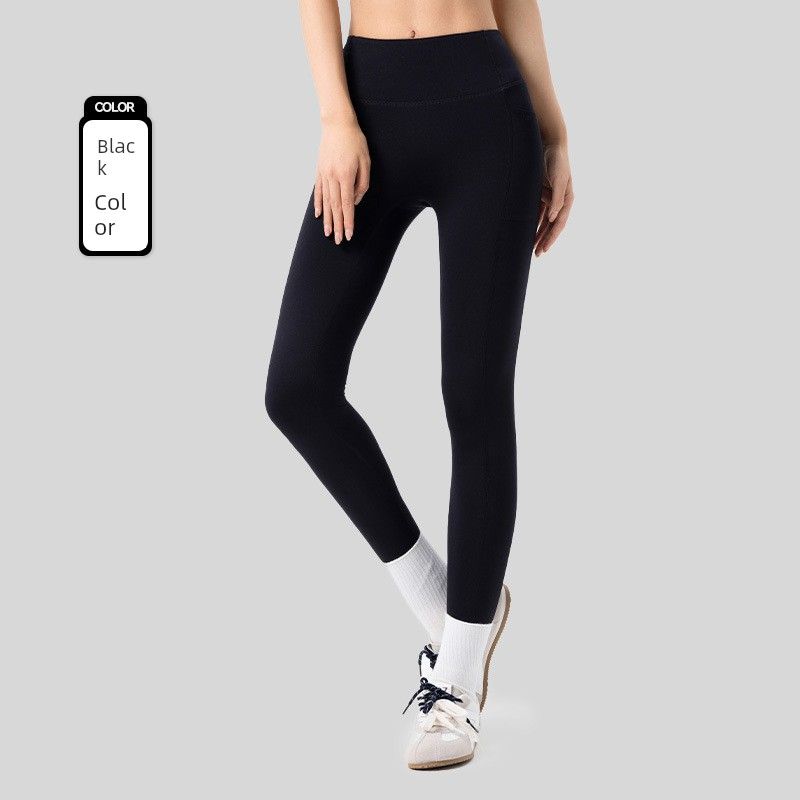 

Lu Same Style Yoga Pants Women s Fall and Winter High Waist Hip Lift Pocket Sports Tights Thin Velvet Outwear Heattech Fitness Pants Pirate Black 8/L