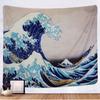 Tapestry Wall Hanging with Large Waves Kanagawa Tapestry Home Decoration Painting Living Room Hanging Cloth Bedroom Wall Cloth