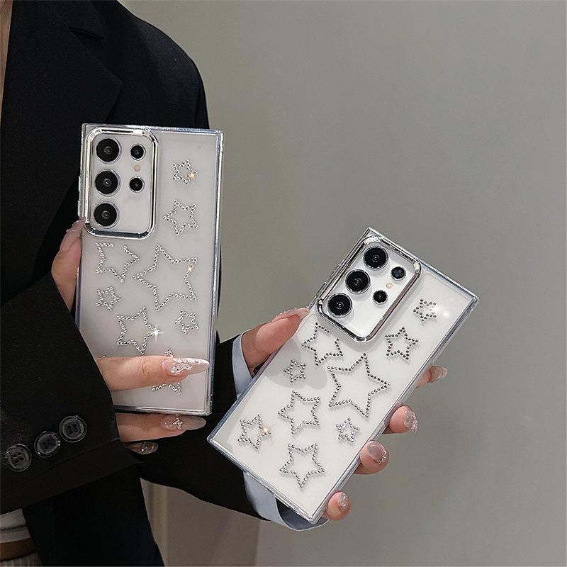 Samsung S25Ultra Mobile Phone Case For S24Fe Transparent Soft Case Flash Diamond Star A16 Women'S Internet Celebrity Case
