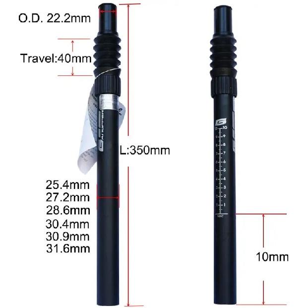 25.4mm 26.6mm 27.2mm 28.6mm 30.9mm 31.6mm MTB Mountain Bike Suspension Seatpost MTB Shock Absorb Damping Bicycle Seat Post