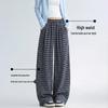 Jeanswest Women's Plaid Loose Wide-Leg Casual Pants