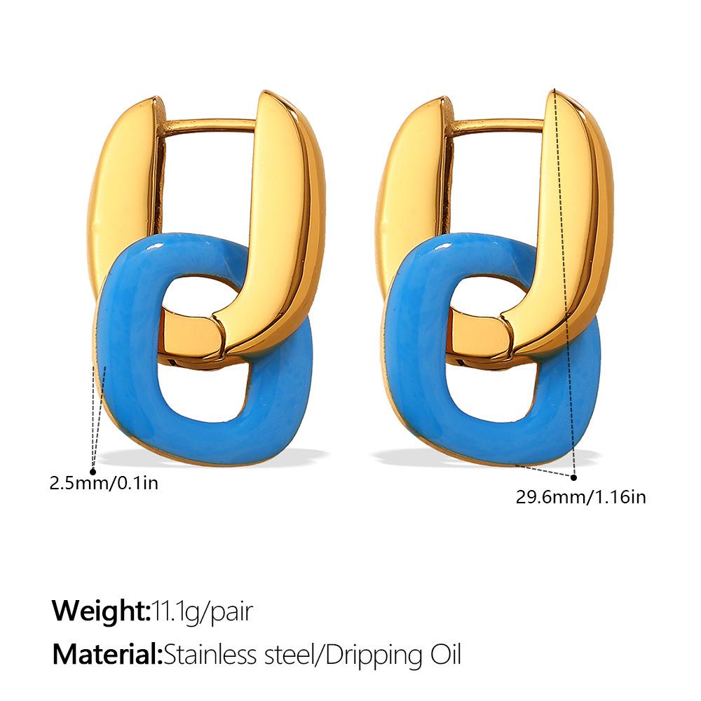 European and American splicing contrasting color earrings personalized style ins Internet celebrity color earrings women