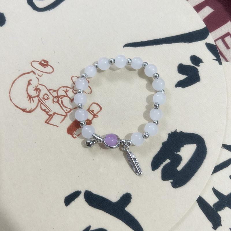 Elegant Beaded Elastic Rope Bracelet - Vintage Chinese Glass Beads for Girls