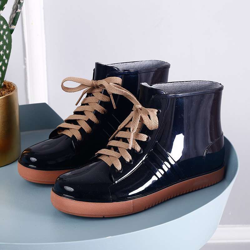 Jelly transparent non-slip fashion waterproof shoes rain shoes rain boots rubber shoes overshoes velvet cotton water boots women's short tube adult su