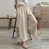 Loose Cotton Linen Wide Leg Pants Vintage Plus Size Casual Trousers for Women Spring Summer Autumn Ethnic Embroidery Pants