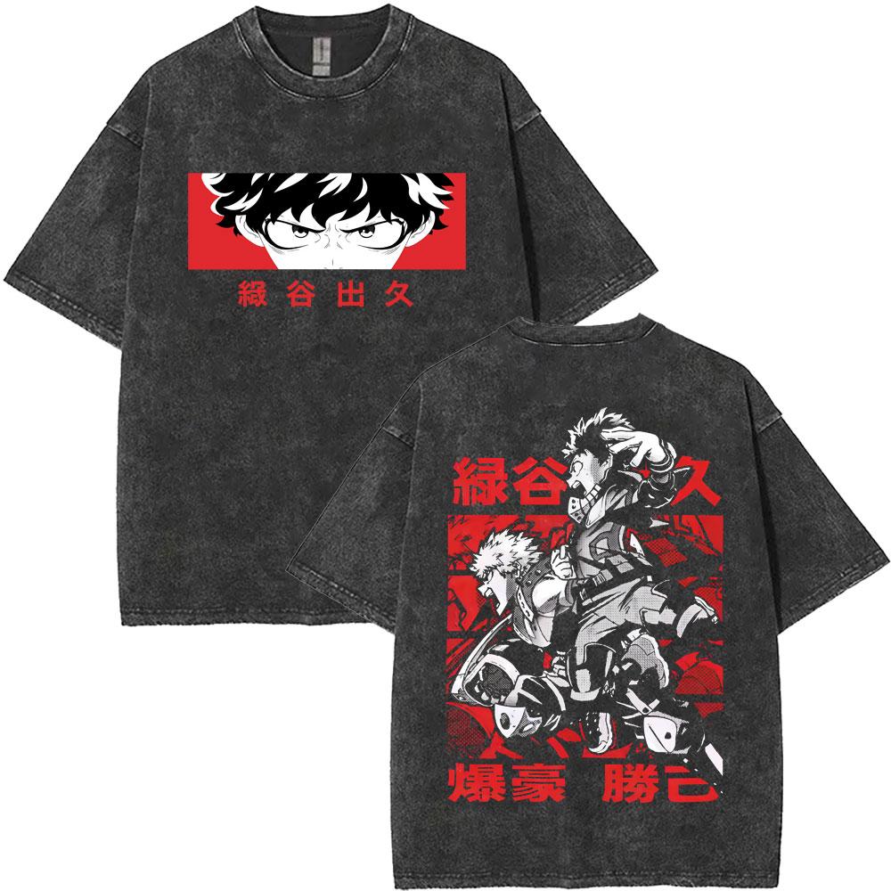 Washed Vintage Anime My Hero Academia All Might Plus Ultra Gym Graphic T Shirt Men Women Fitness Casual Cotton Short Sleeve Tees