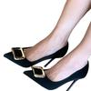 [Spot] Black Satin Temperament Pointed High Heels Women's Stilettos 2025 New Autumn Single Shoes Professional Shoes