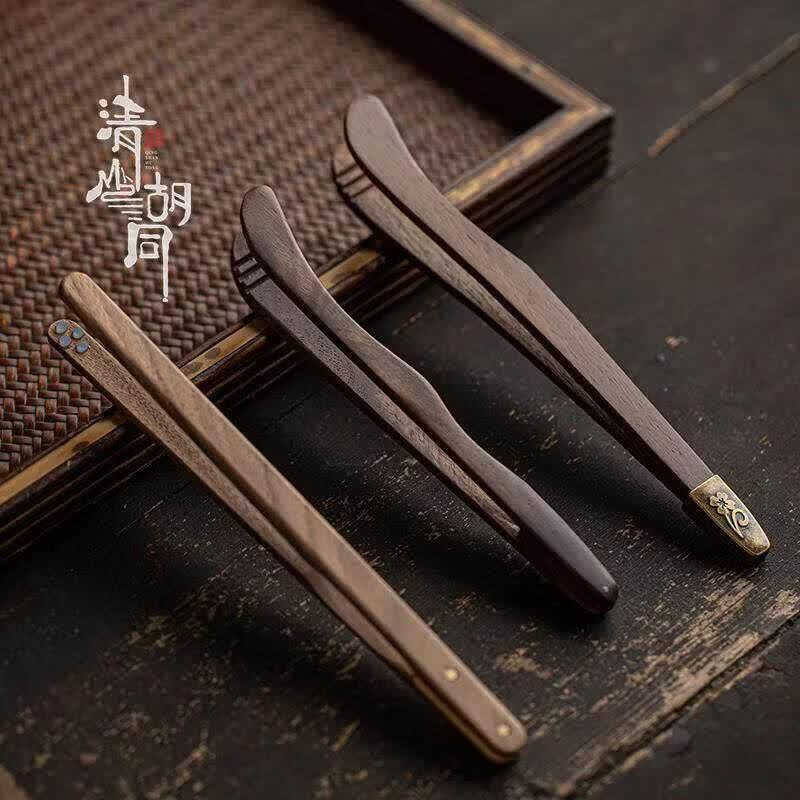 UOSO Solid Walnut Wood Tea Tongs