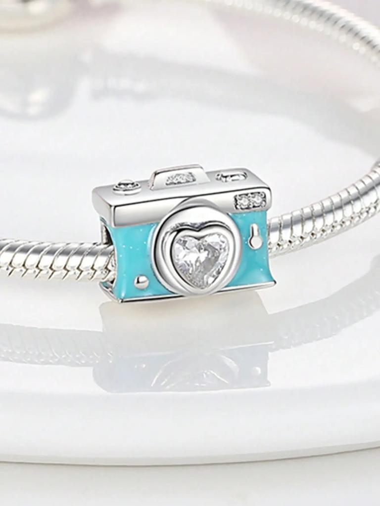 Charms Plata Copper Colors Pink Camera Blue Suitcase Beads Charm Pendant For Original Bracelet For Women Diy Jewelry Love Gift