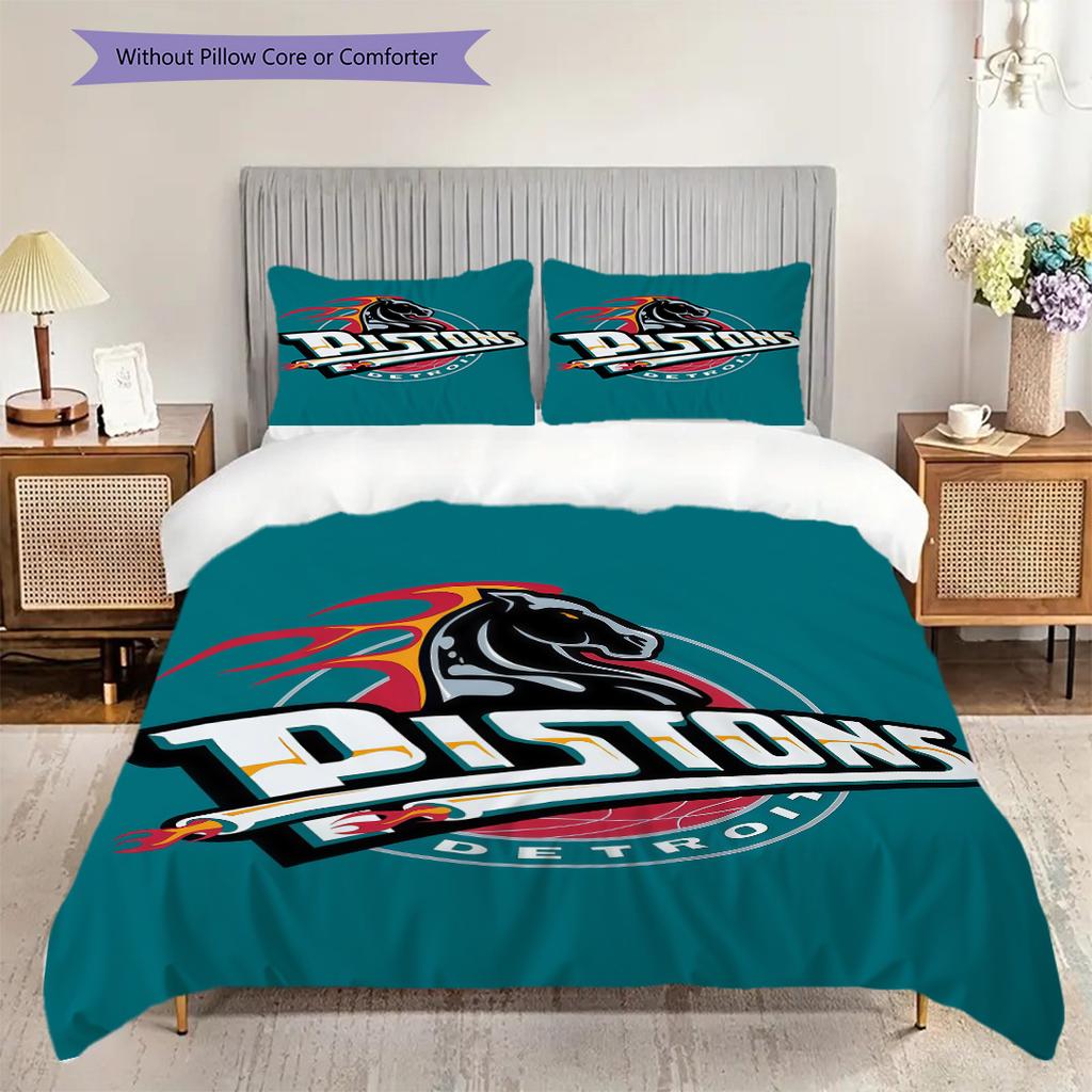 Detroit Pistons Bold Logo Three-piece set(1 * duvet cover + 2 * pillowcase, without core) Bedding set Duvet cover and pillowcase