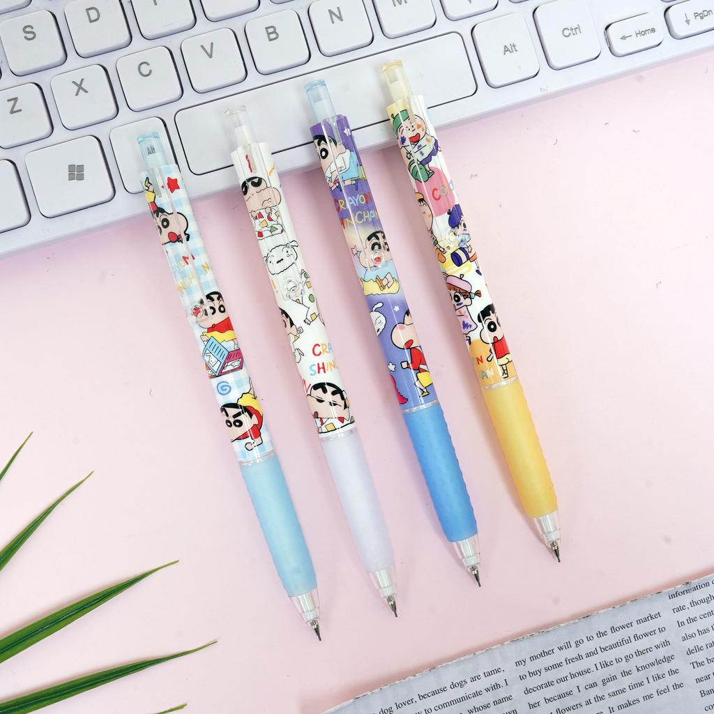 Crayon Shin-chan Mechanical Pencil Set 0.5mm Cute Cartoon Press Pencil No Sharpening Student School Stationery Gift Supplies