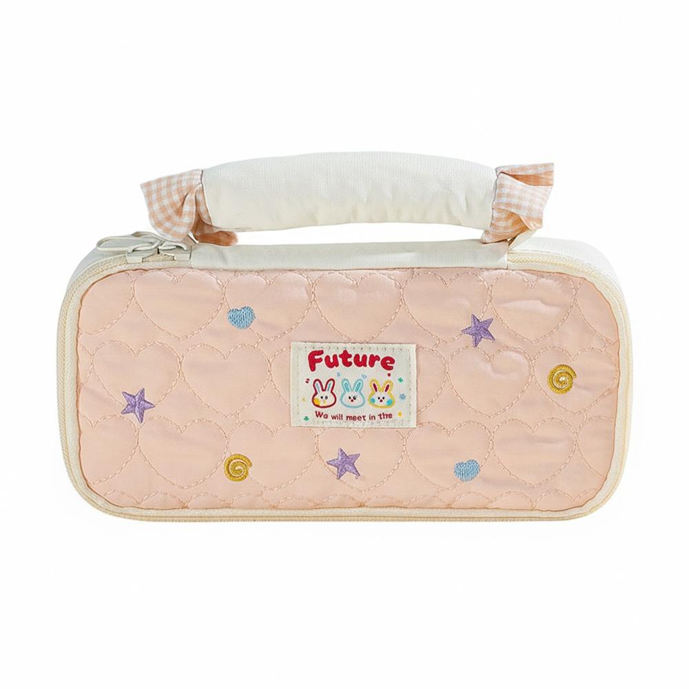 

Soft Touch Pen Bag Partitioned Storage Stationery Organizer Cartoon Stationery Pouch School Office розовый