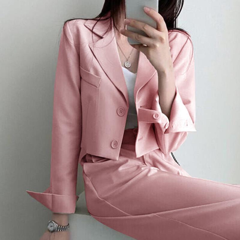 Women's Khaki Summer Suit Set: High Waist, Slimming Straight-Leg Pants, Professional Slim Fit, Versatile Temperament