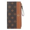 Four-leaf clover women's wallet, fashionable and large-capacity long multi-card buckle retro-printed high-end clutch bag.