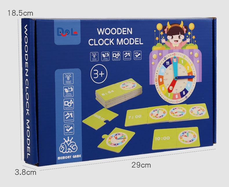 Wooden Clock Time Recognition Puzzle for Kids: Early Education and Math Teaching Aid