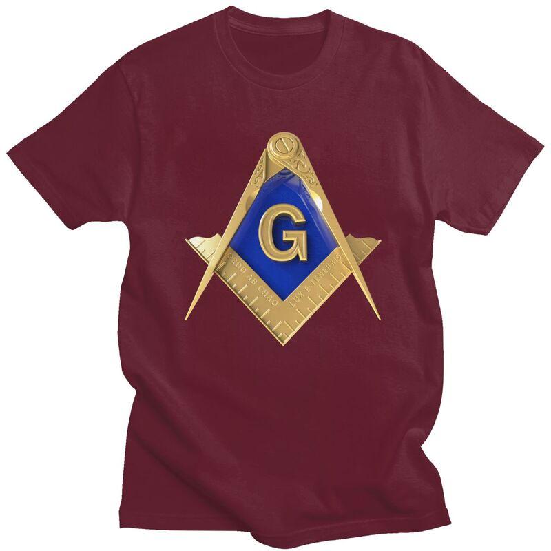 Custom Freemason Gold Square Masonic T Shirts Men Tshirts Casual Tee Slim Fit Tshirts Gift