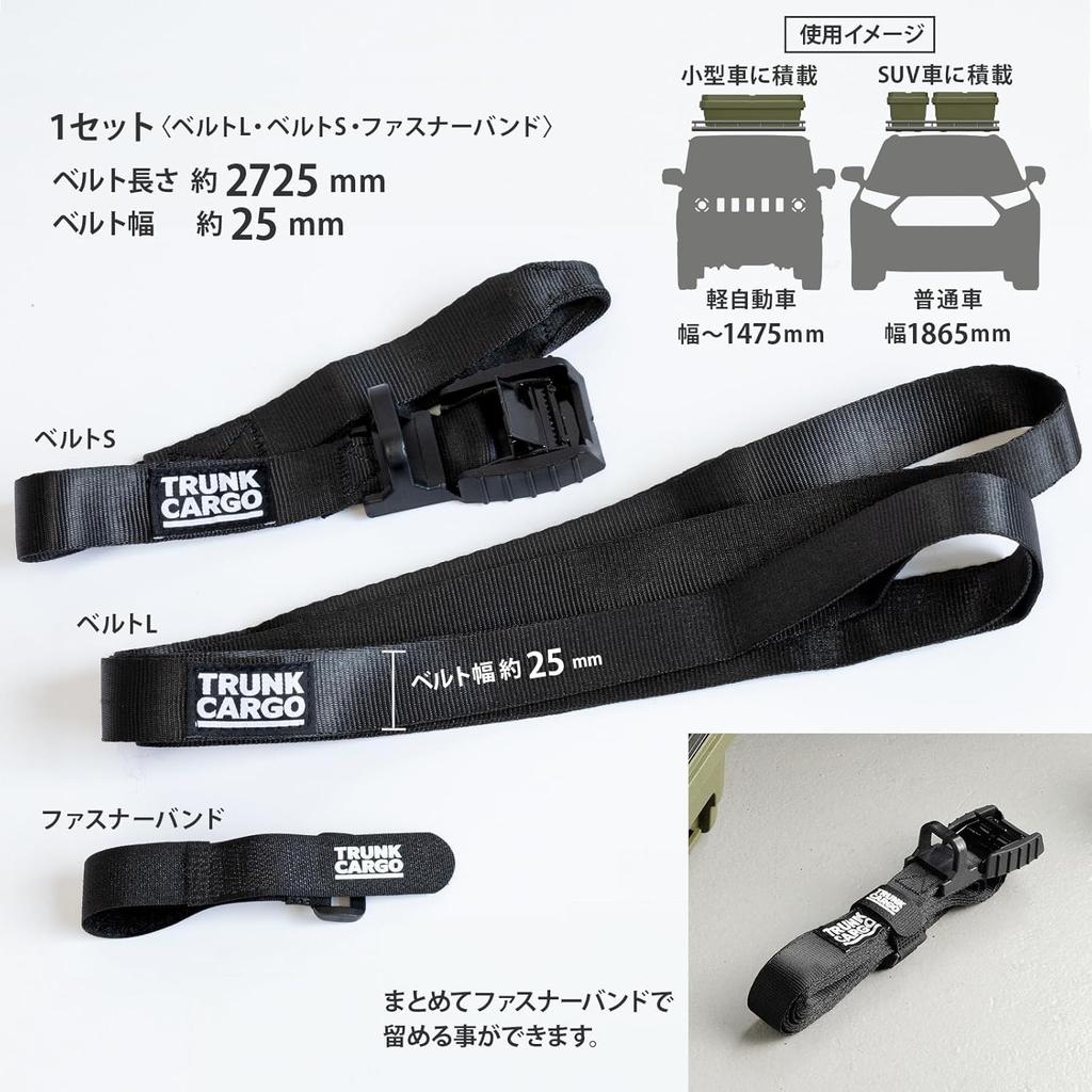 RISU Trunk Cargo Roof Carrier with Belt, Black, for Camping and Outdoor Use, GHON205