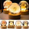 Forever Flowers Kristallkugel Licht mit Holzsockel Runde Kugel Nachttischlampe Büro Heimdekoration Geschenke für Männer Frauen Kinder Jungen Mädchen