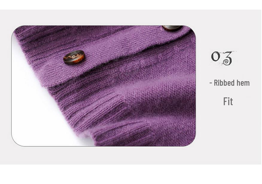 Women's Pure Wool Solid Color Cashmere Cardigan Sweater - V Neck Autumn/Winter Knitwear