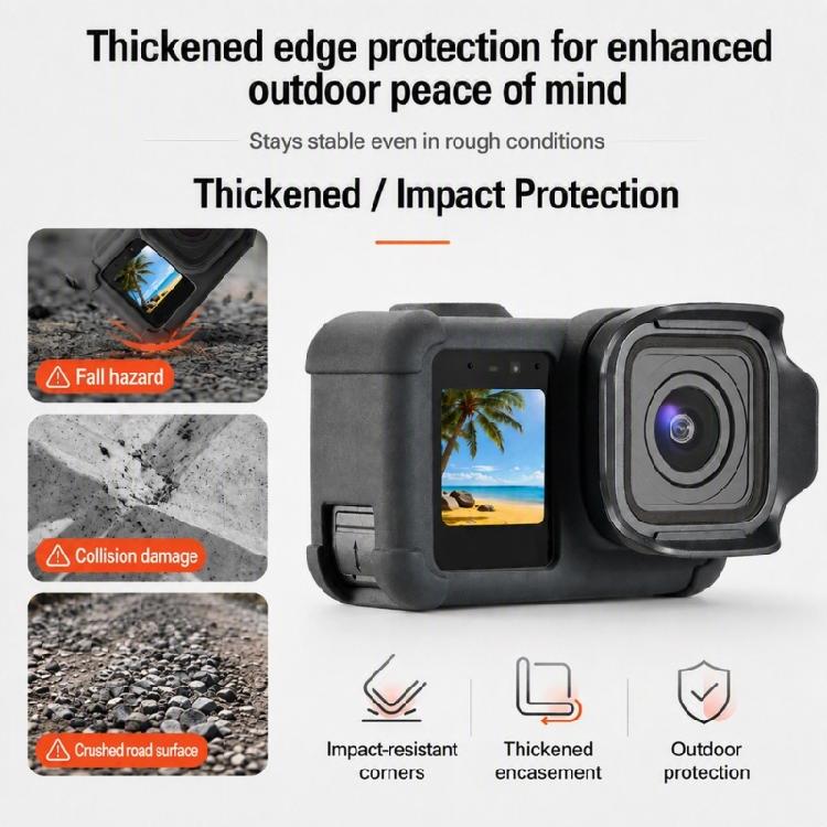 Silicone Lens Cap and Camera Cover Set, Black Carry Case with Open Front Area, Battery Door Access and Outdoor Travel Storage Use Daily