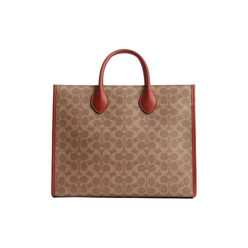 Coach Handbag Ace 35 Classic Presbyopia Print, Coated Canvas and Calfskin, Tote Bag, Shopping Bag, Shoulder Crossbody Handbag, Large Size, Women's