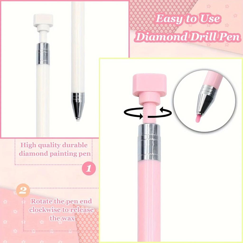 Stylo Diamant Peinture 5D Avec Lumière - Kit Complet Avec 20 Colles Et 5 Têtes De Rechange | Outil DIY Pour Artisanat