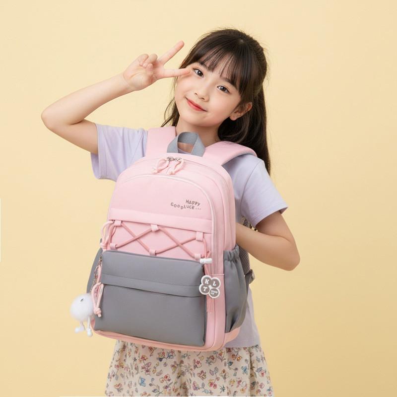 Oxford Fabric Kids School Backpack With Letter Pattern For First Grade Students