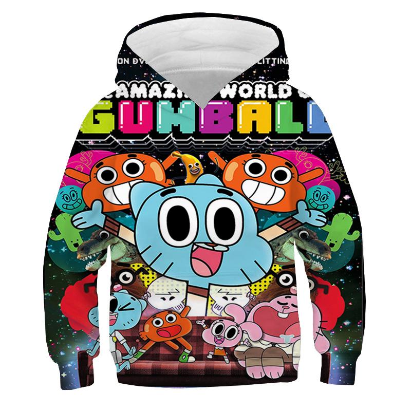 Fashion Kids Clothes The Amazing World of Gumball Hoodie Children Cartoon Pullovers Baby Girls Boys Autumn Hooded Sweatshirts
