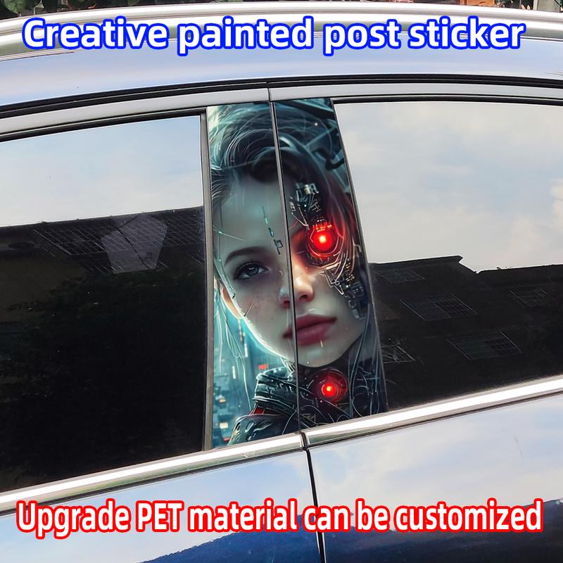 Cyberpunk Mädchen Autoaufkleber Lustig Auto B-Säule Wasserdichte Dekoration DIY Abdeckung Autotüren Säule Sonnenschutz Aufkleber Zubehör