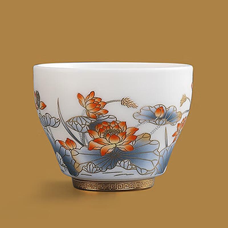 

Chaxun Mutton Fat Jade Porcelain Lotus Zen Teacup