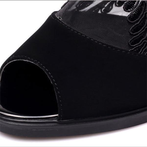 Pantofola estiva da donna in pizzo tacco medio sandali taglie forti mesh traspirante moda comodi tacchi alti