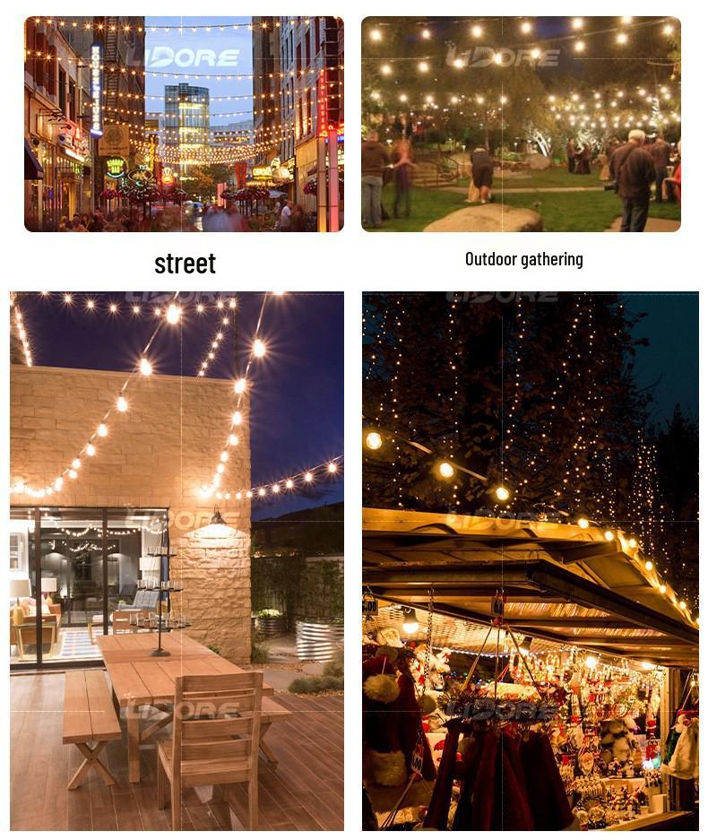 Solar LED Retro ST38 G40 Outdoor Waterproof String Lights for Camping and Courtyard Atmosphere