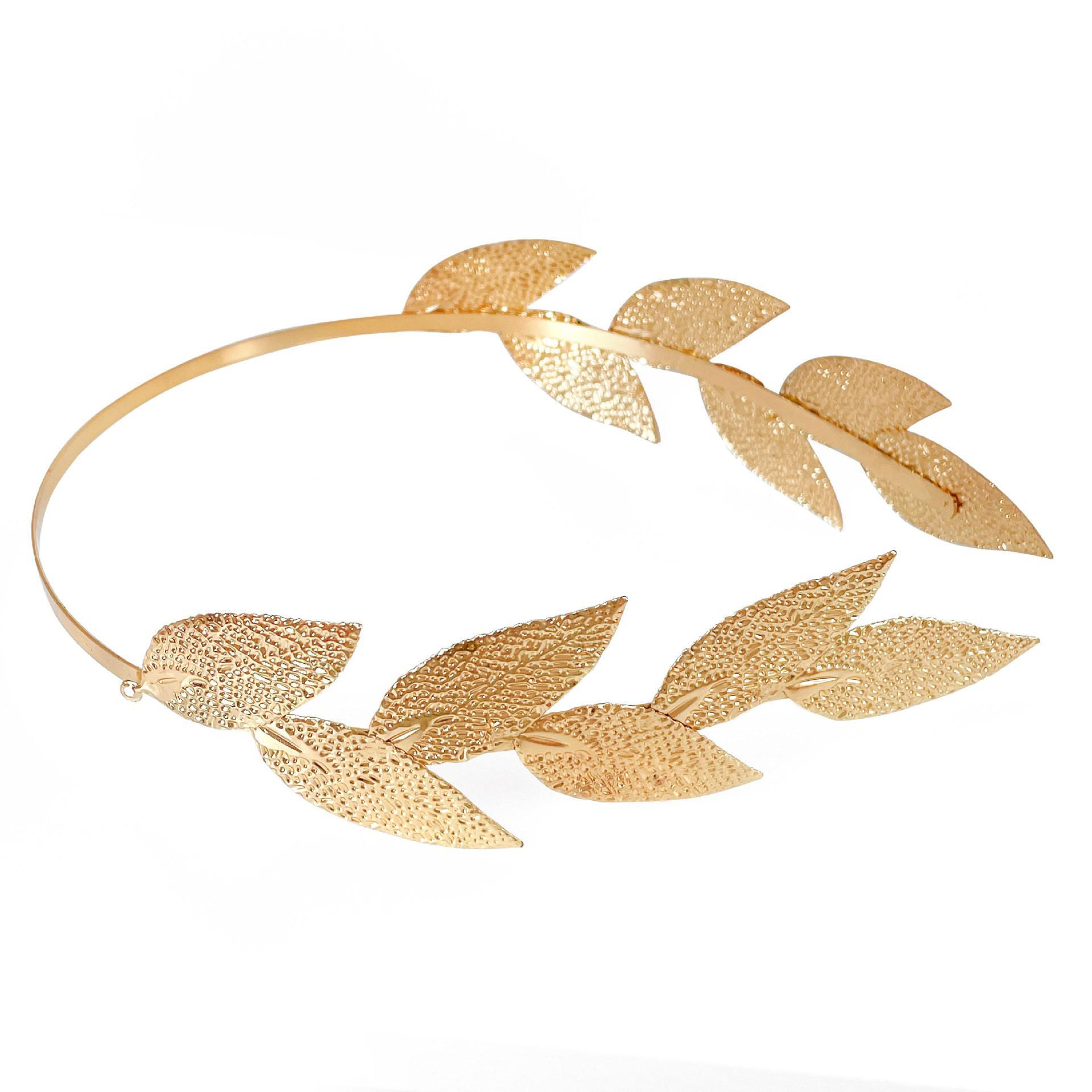 Ретро греческий ободок для волос с золотыми листьями для женщин - Высококлассный аксессуар для волос 2025