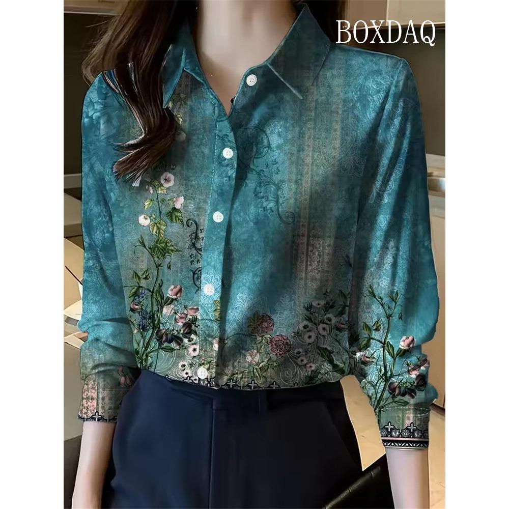 New Women's Lapel Shirt Spring Autumn Button Elegant Shirt Casual Daily Long Sleeve Blouse Fashion Party Women's Clothing