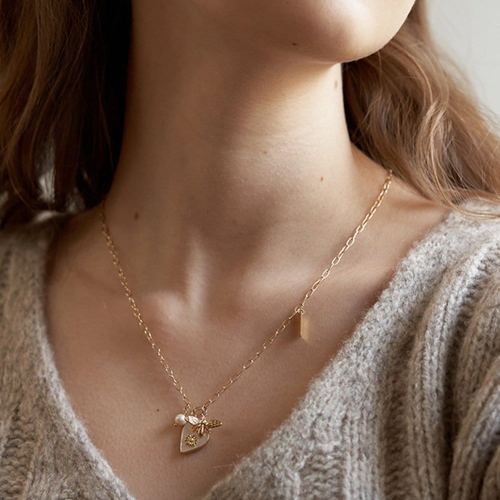 Naker Flower Heart Necklace_Nz1139