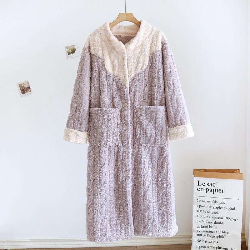 Podzim/Zima Nové Coral Fleece noční košile Dámské Plyšové zesílené noční košile Župan Dlouhý flanel Domácí župan Dámská noční košile