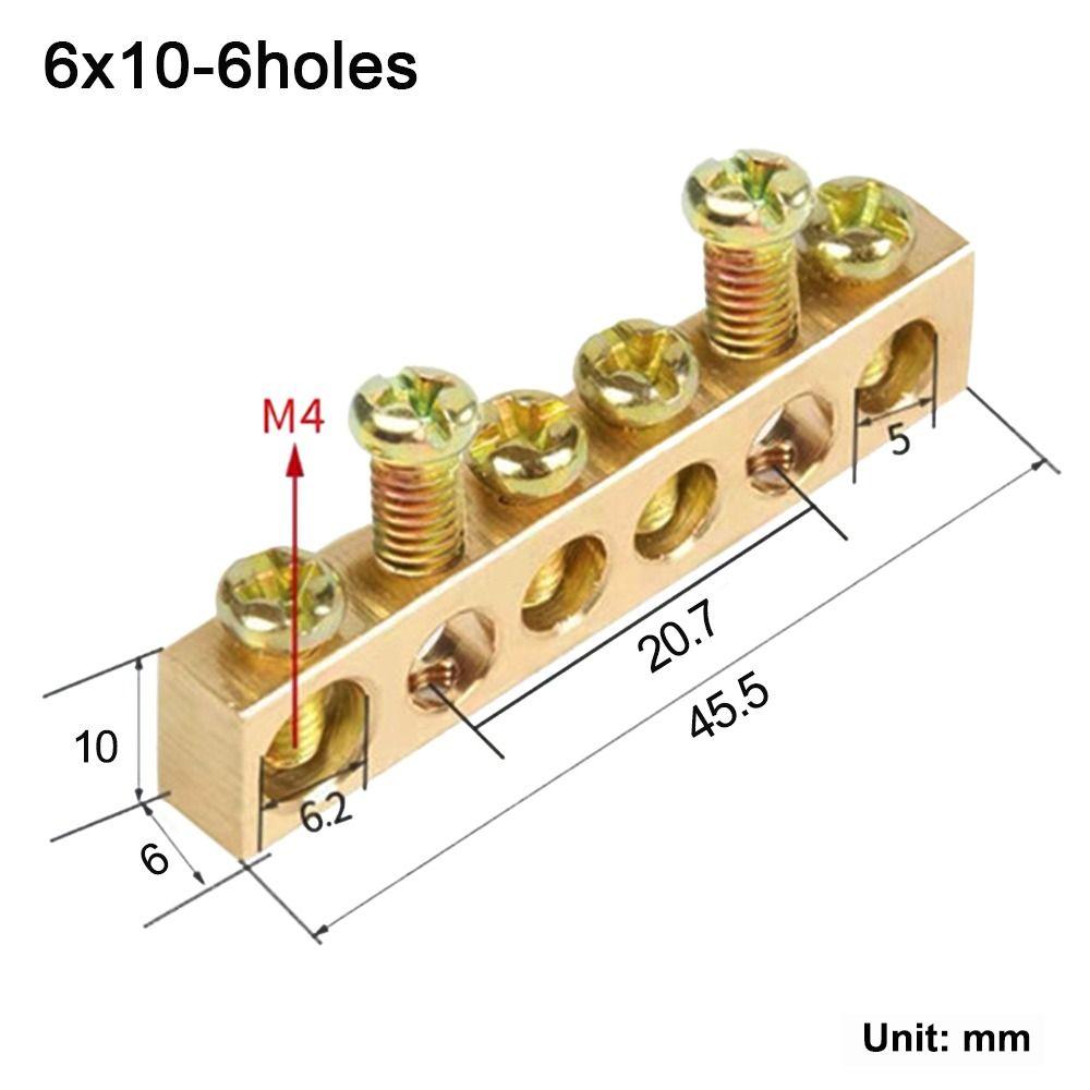 Multi-specification Wire Connector With Hole Screw Brass Connection Row  Electrical