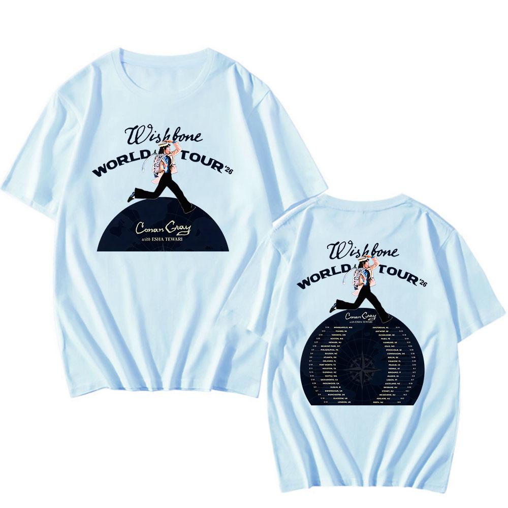 Wishbone World Tour 2026 Koszulki CONAN GRAY Modna Koszulka Krótki Rękaw Luźna Bawełniana Koszulka Streetwear Unisex Koszulki