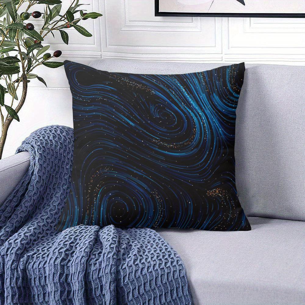 Blue Cosmic Swirl square Jacquard Pillow Cover for Sofa Office Waist Cushion Cover Home Decorative Pillowcase