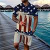 Mens Casual Loose Fit Polo Shirt With 3D Digital Print Short Sleeve Asymmetrical Design Wear